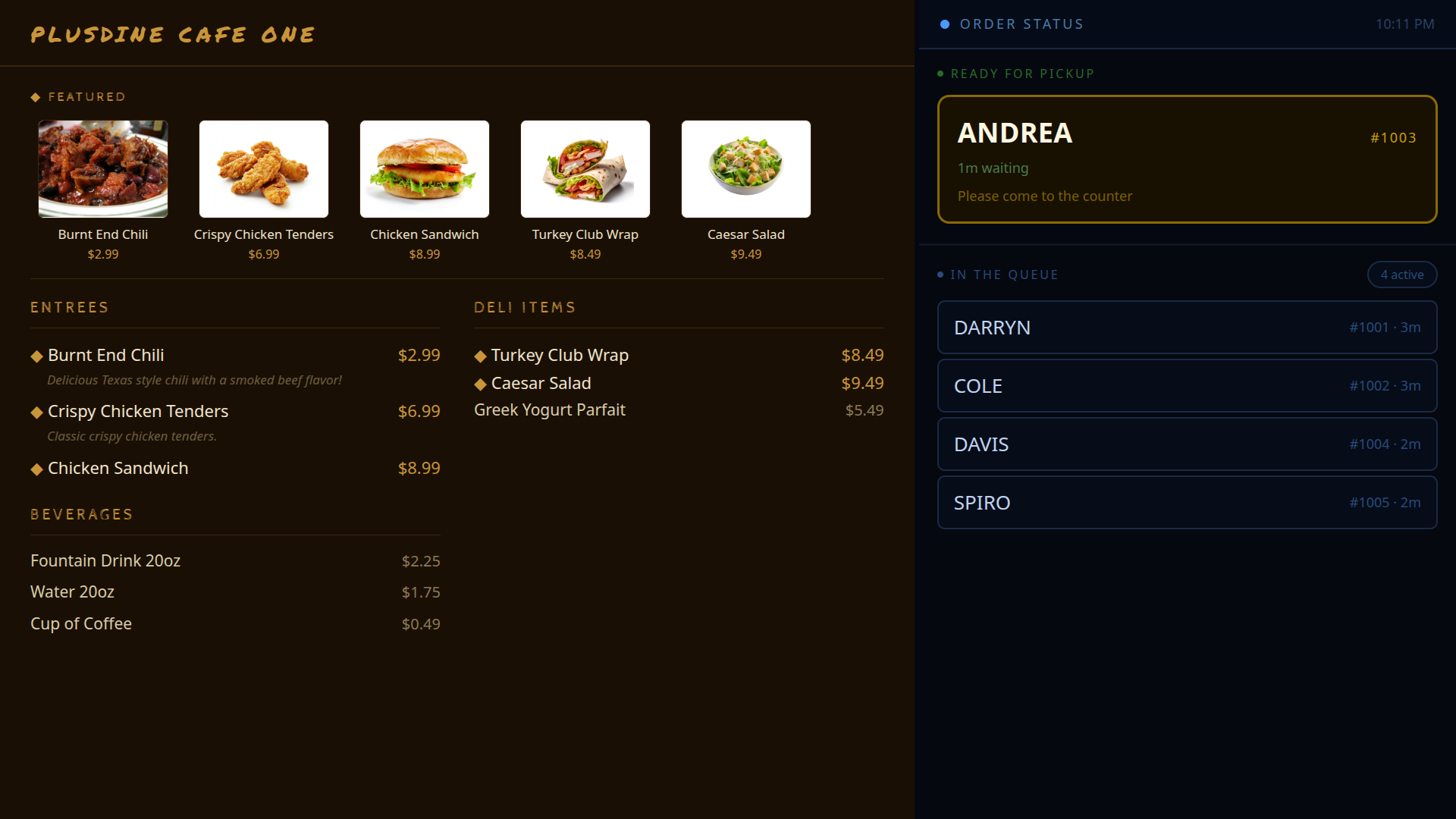 Menu Board & Order Status